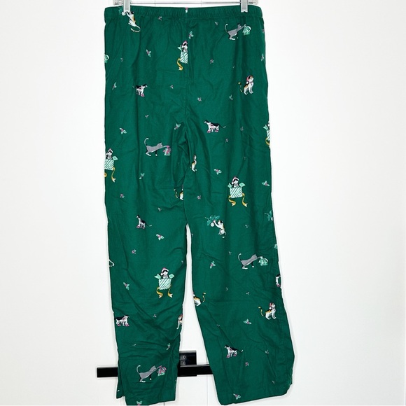 LOFT flannel kitten Cat Christmas pajamas Medium Green short sleeve pants button - Picture 7 of 16